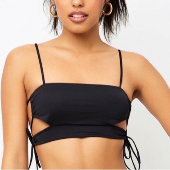 Frankies Bikinis Women's Strappy London‎ Bikini Top Side Tie Black Size Medium - Picture 1 of 9